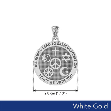 Peace with Faith Symbols Solid White Gold Pendant WPD6360